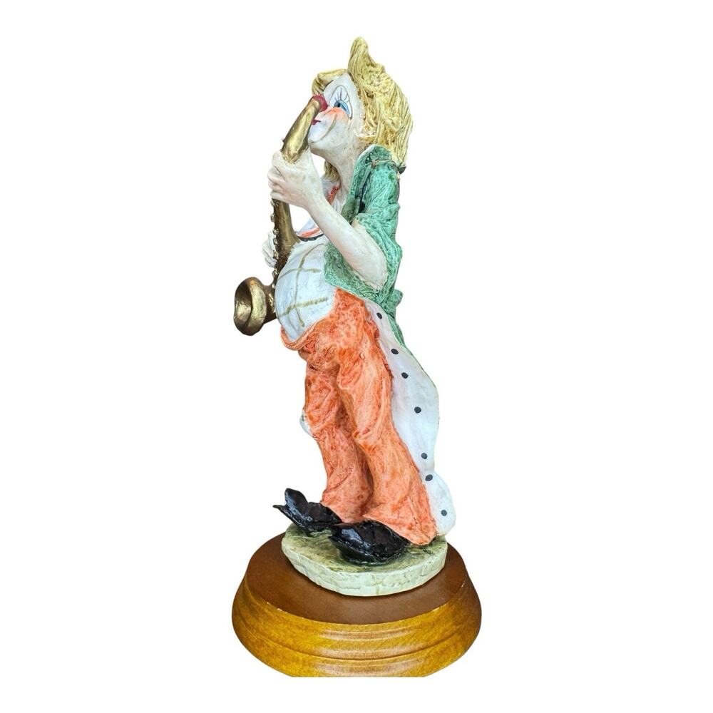 Colorful Clown Playing Saxophone Figurine with Gold Accents - Picture 6 of 8